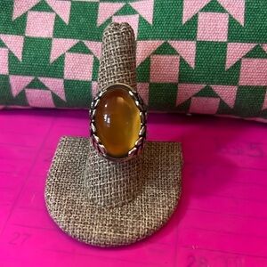 Mood Ring!  Silver-tone chunky design.  Pretty vine details on the sides.